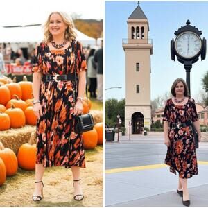 Luxe By Carmen Marc Valvo Fit Flare Asymmetrical Hem Multicolor Stroke Dress 16W